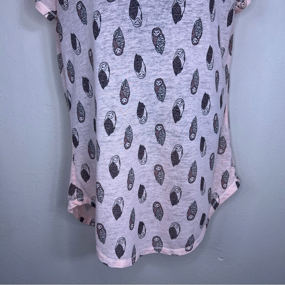 MEDIUM MUDD PASTEL PINK OWL TEE SHORT SLEEVE STRETCH - Picture 6 of 12